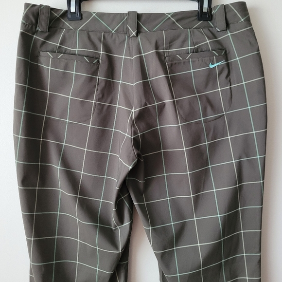 NIKE Golf Tour Performance Women's Green Plaid Dri-Fit Trouser Pants Size 12 - Picture 10 of 15